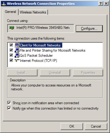 how to configure windows xp to manage wireless network connections